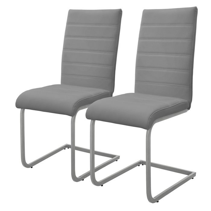 ML-Design 2 grijze eetkamerstoelen van kunstleer, met ergonomische rugleuning en gewatteerde zitting, geschikt voor de woonkamer of keuken.