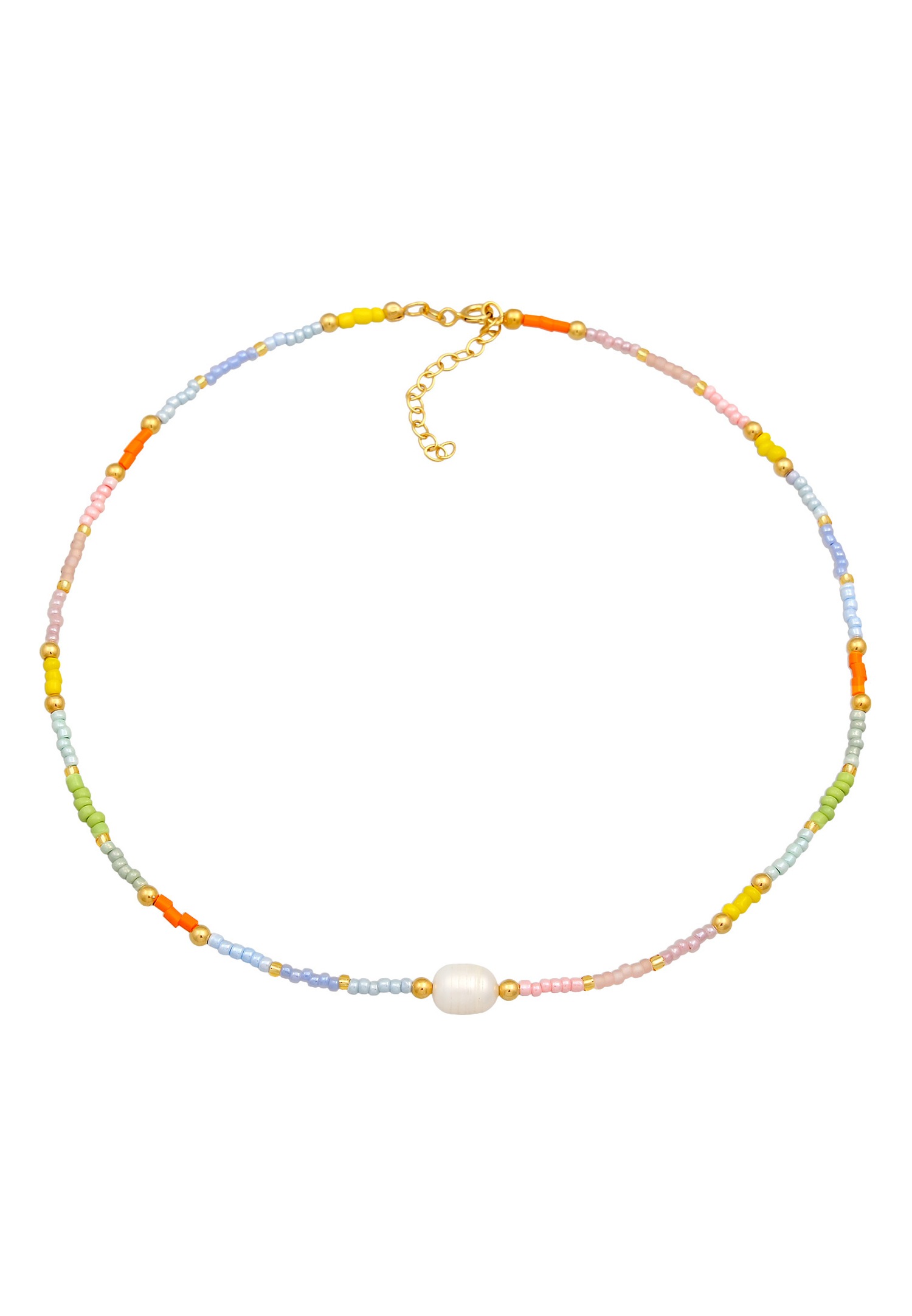 Elli Femmes Choker Perles de verre avec Perle de Culture d'Eau Douce en Argent Sterling 925 Plaqué Or