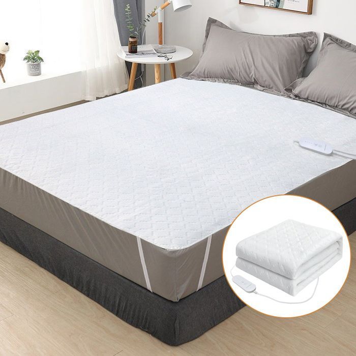 Heated Mattress Topper for 2 People, 130W, 160x140 cm, 4 Temperature Settings, 2 Remote Controls, Automatic Shut-Off, Overheat Protection