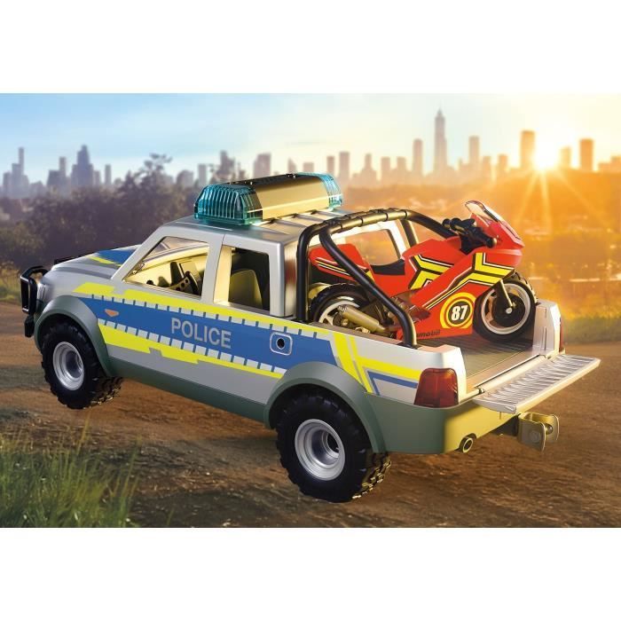 Playmobil 71875 Police Pickup Truck, Motorcycle & 2 Figures, Police Officers, City Action, 39 pieces, ages 4+