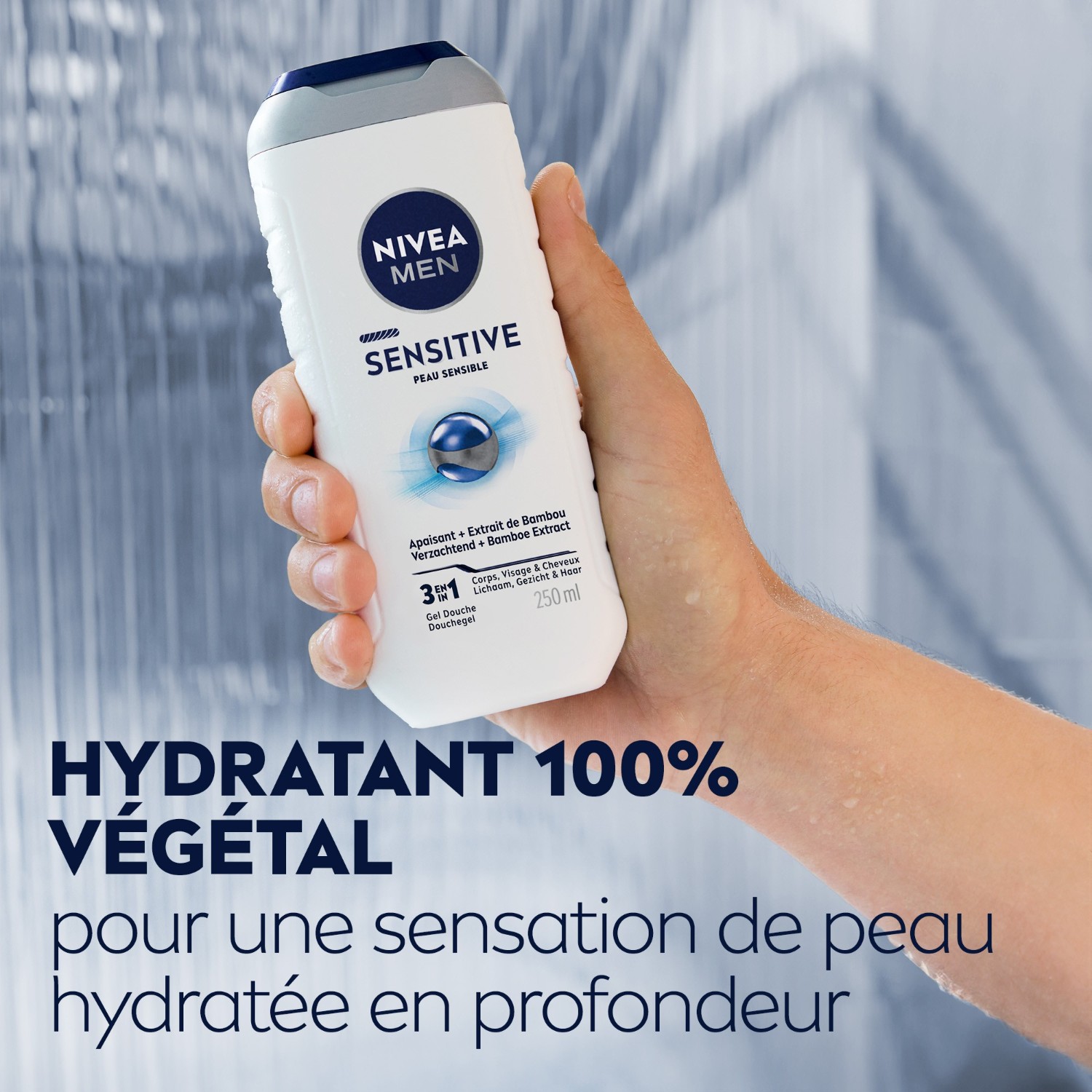 NIVEA Gel douche 3en1 visage corps&cheveux Extrait de Bambou peaux sensibles