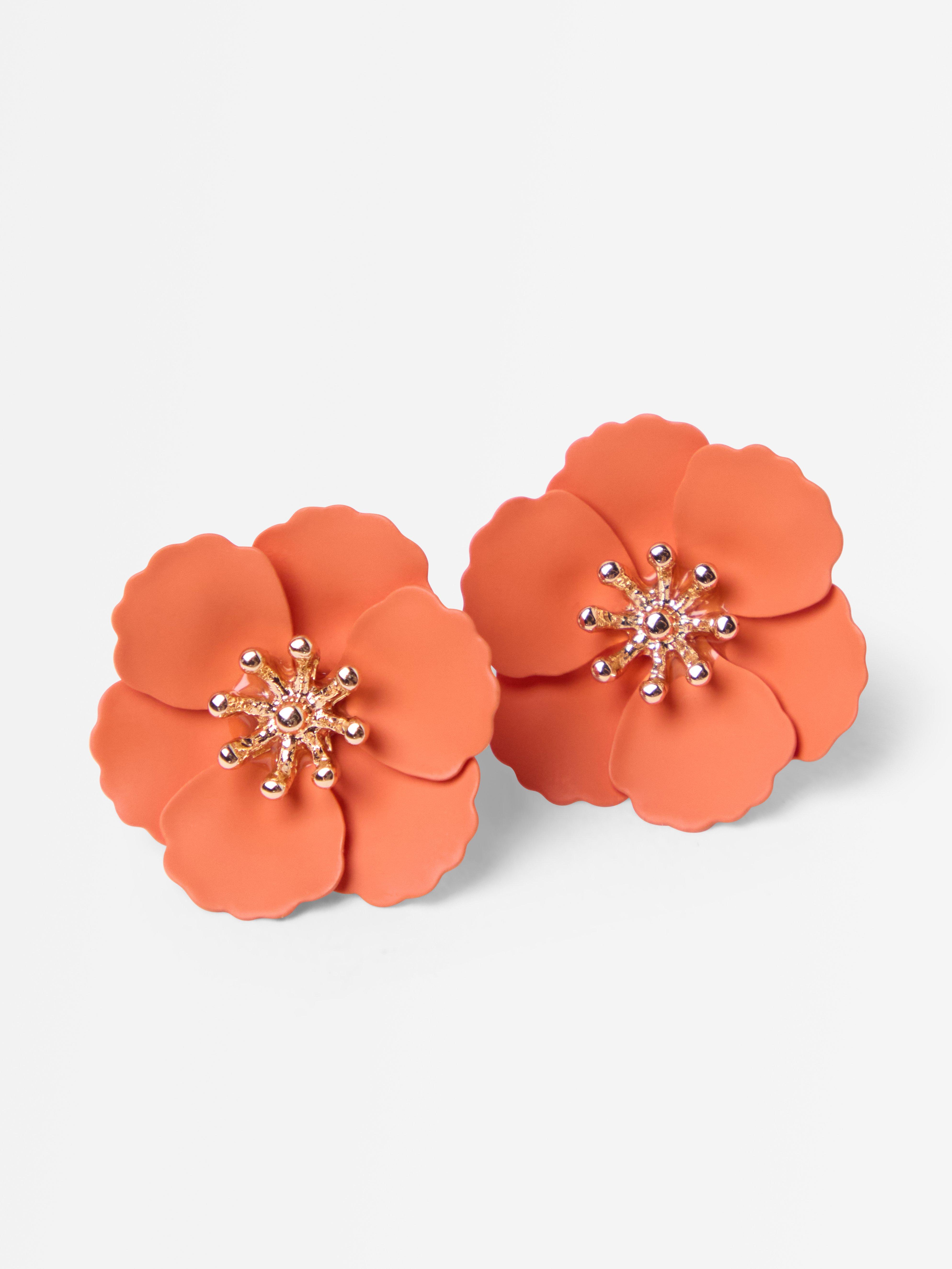 Örhängen med blommor orange