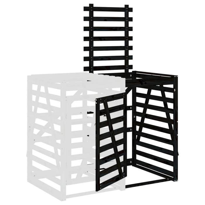 Coperchio per pattumiera/Estensibile per coperchio pattumiera con ruote - VIDAXL - Legno massello di pino nero CC6931765