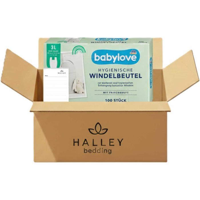 Pacote com 100 Sacos Higiênicos para Fraldas Babylove de 3 Litros com Alças Práticas e Perfumadas, Ideais para Levar Fraldas Usadas para Qualquer Lugar