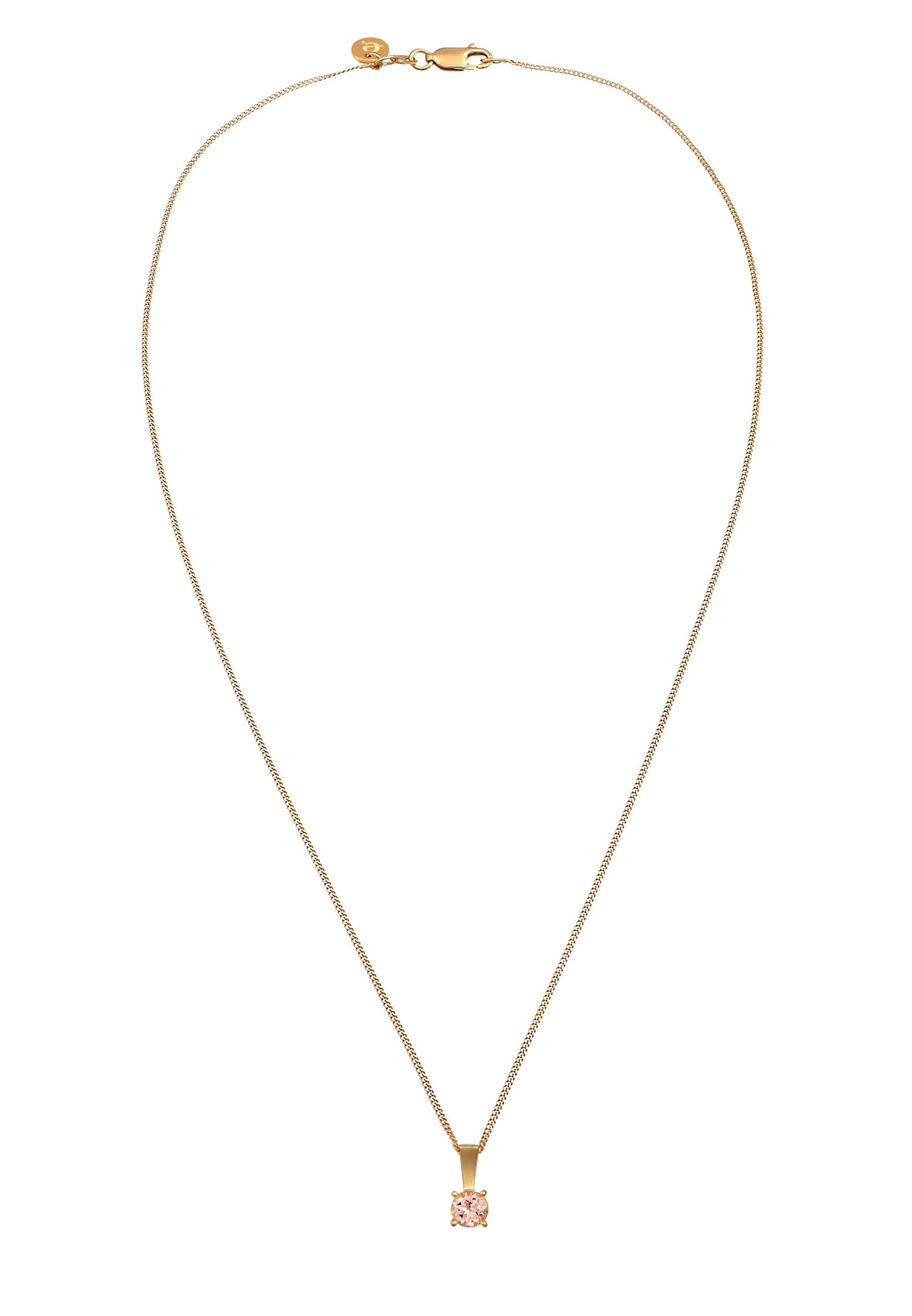 Elli PREMIUM Femmes Pendentif Solitaire Elégant avec pierre précieuse Morganite en argent sterling 925 plaqué or