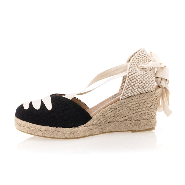 Zwarte espadrilles voor dames met touwzolen