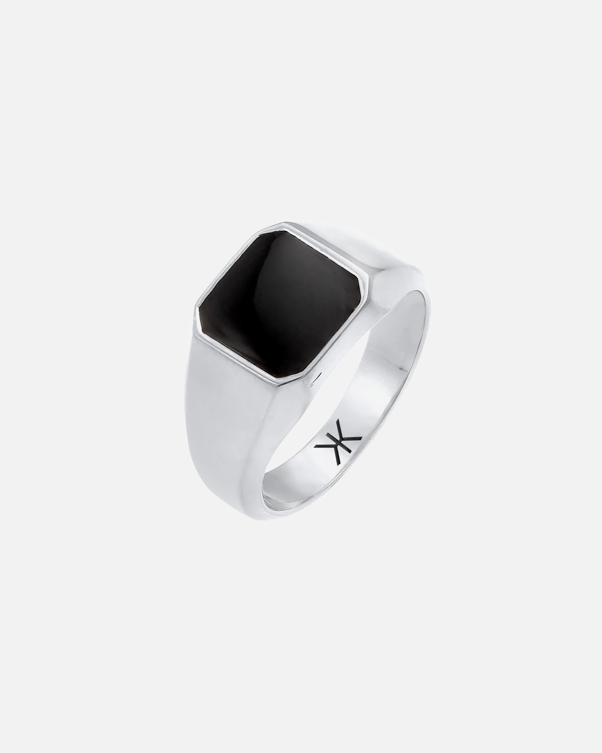 KUZZOI Bague homme en émail noir tendance de base en argent sterling 925