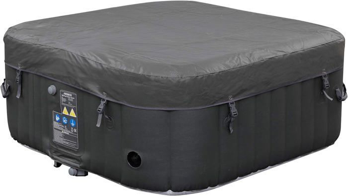 Spa hinchable AREBOS | Para uso interior y exterior | 4 personas | 154 x 154 cm | 100 chorros de masaje | Cuadrado | 600 litros