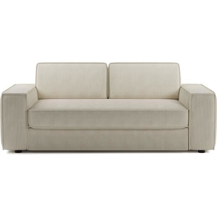 Canapé convertible express en velours côtelé - matelas 14cm - PAOLA - 210 x 100 x 87 cm