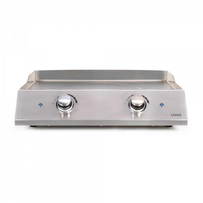 Plancha eléctrica de acero inoxidable con 2 termostatos - LIVOO - DOC302 - 2800W - Placa de acero inoxidable extraíble - 2 termostatos ajustables