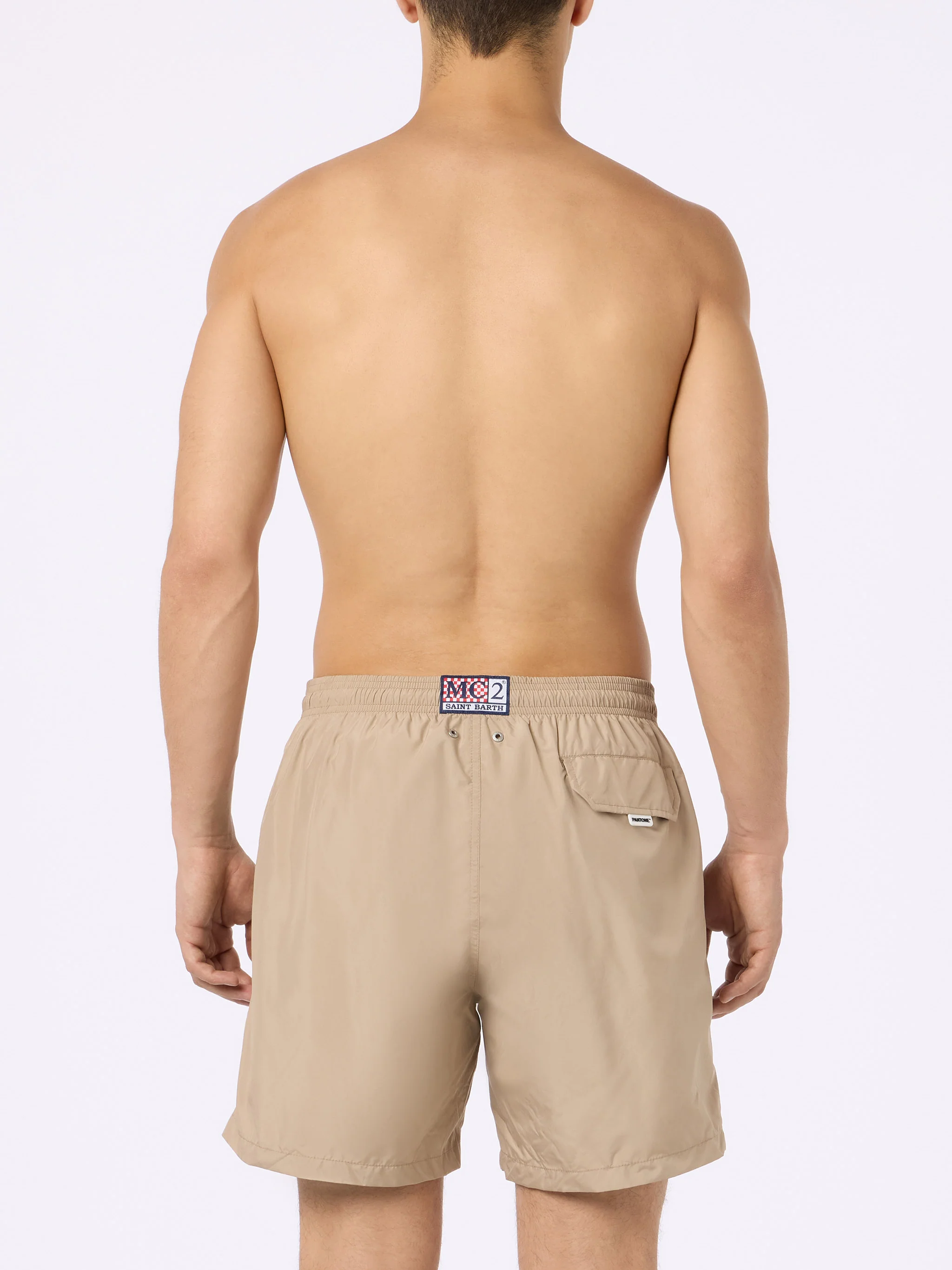 Herenzwempak in lichtgewicht beige, Pantone-kleur | E