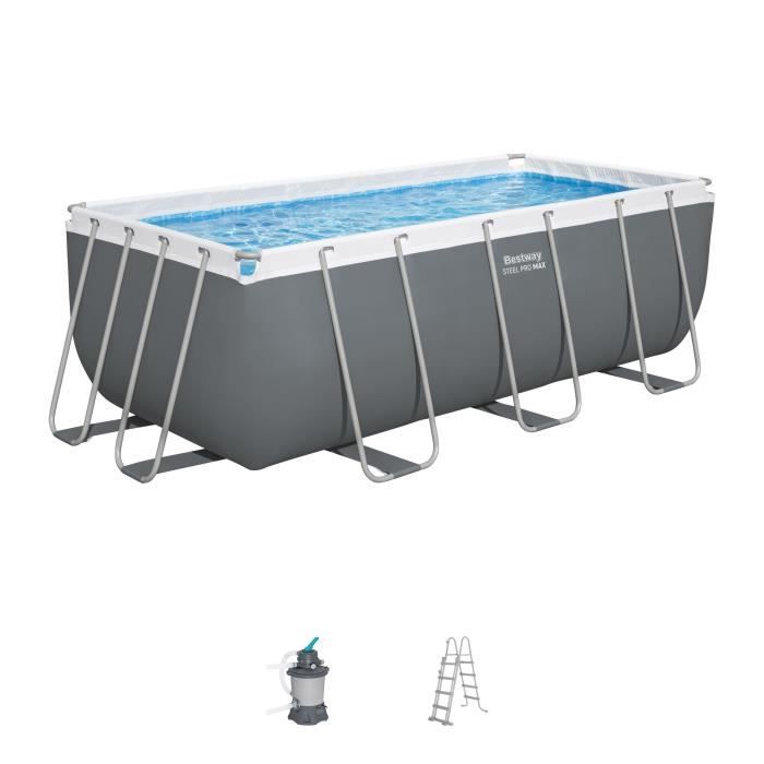 Kit piscina tubolare fuori terra BESTWAY - Steel Pro Max™ - 412 x 201 x 122 cm - Rettangolare (filtro a sabbia, scaletta)
