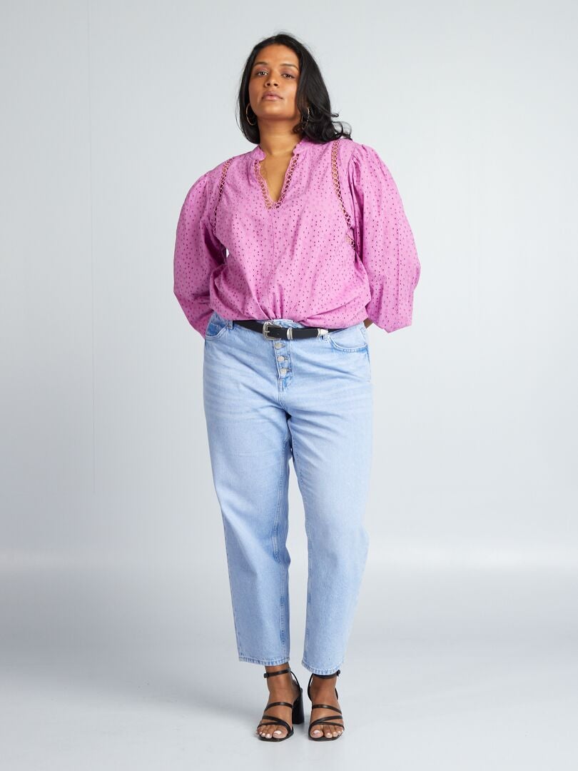 Blusa com bordado em ponto inglês - ROSA