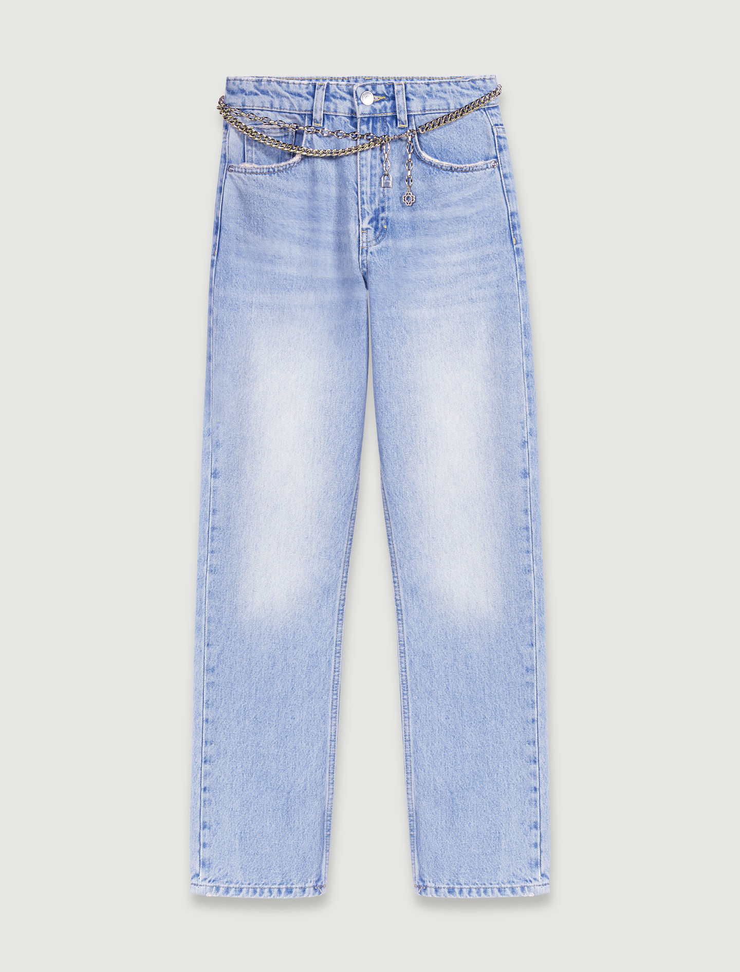 Rechte jeans met riem - Blauw