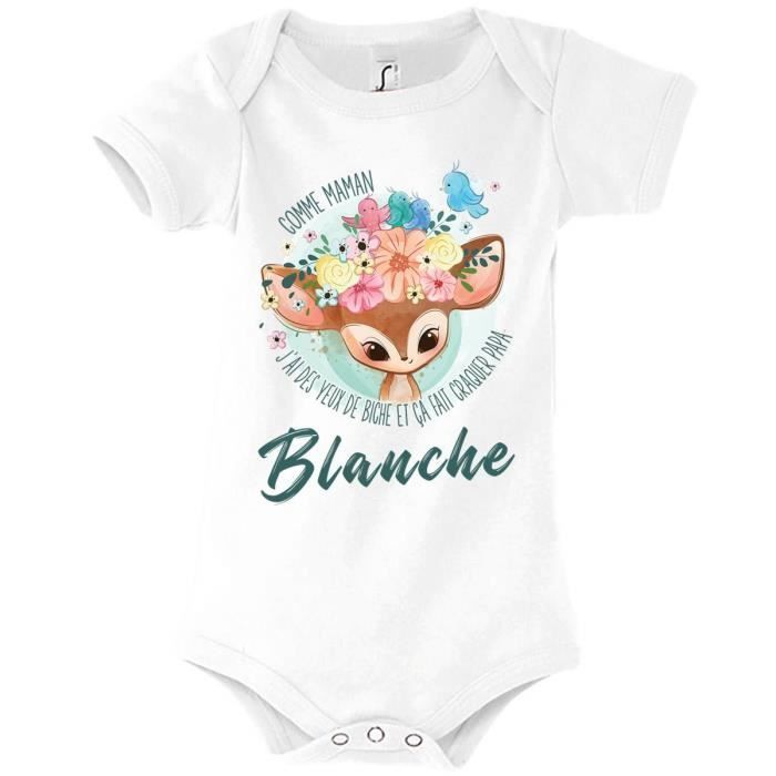 Blanco | Body de bebé con nombre para niña | Como los ojos de gacela de mamá | Adorable ropa de bebé para bebés de 3 a 6 meses