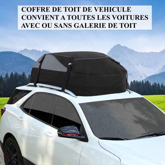 Sac de Toit Voiture - TOOLUCK - 425L - 1000D Tissu d'Oxford et PVC - Coffre De Toit Souple pour Voyage Résistant Aux Intempéries
