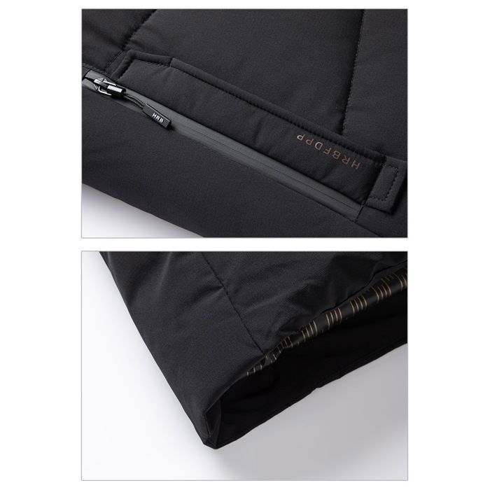 Men's Mid-Length Puffer Jacket - Black - Warm Autumn/Winter with Hood