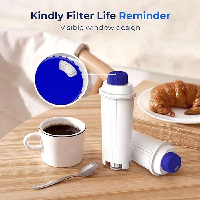 Waterdrop waterfilter, vervanging voor DeLonghi ECAM, Eletta, Dinamica, DLSC002, Magnifica(4) koffiemachines