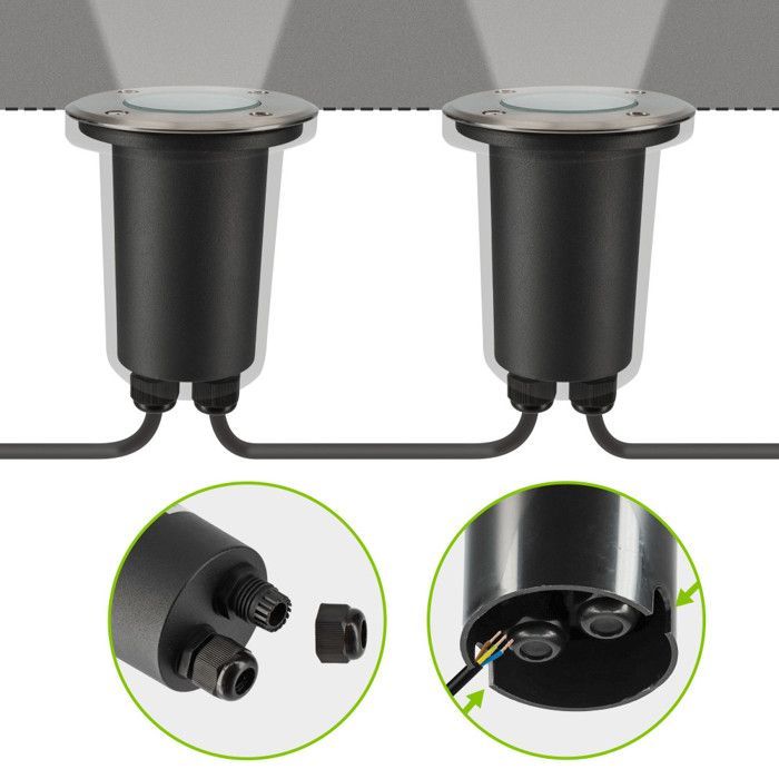 6 Inbouwspots - Buiten - Roestvrijstalen afdekking - Voor GU10 LED-lampen - IP67 Waterdicht - Terrasspots - Tuinverlichting