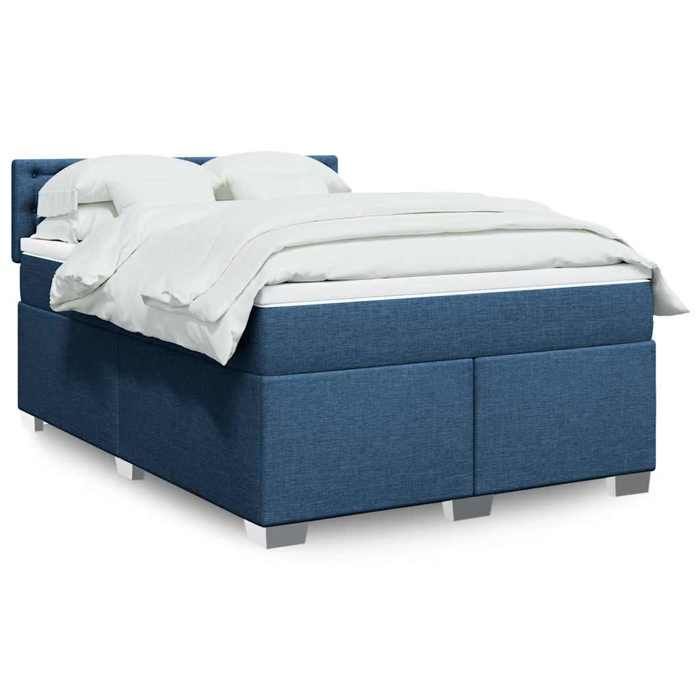 Estructura de cama con colchón - Maison Exclusive - 140x190 cm - Tela azul - Máxima relajación