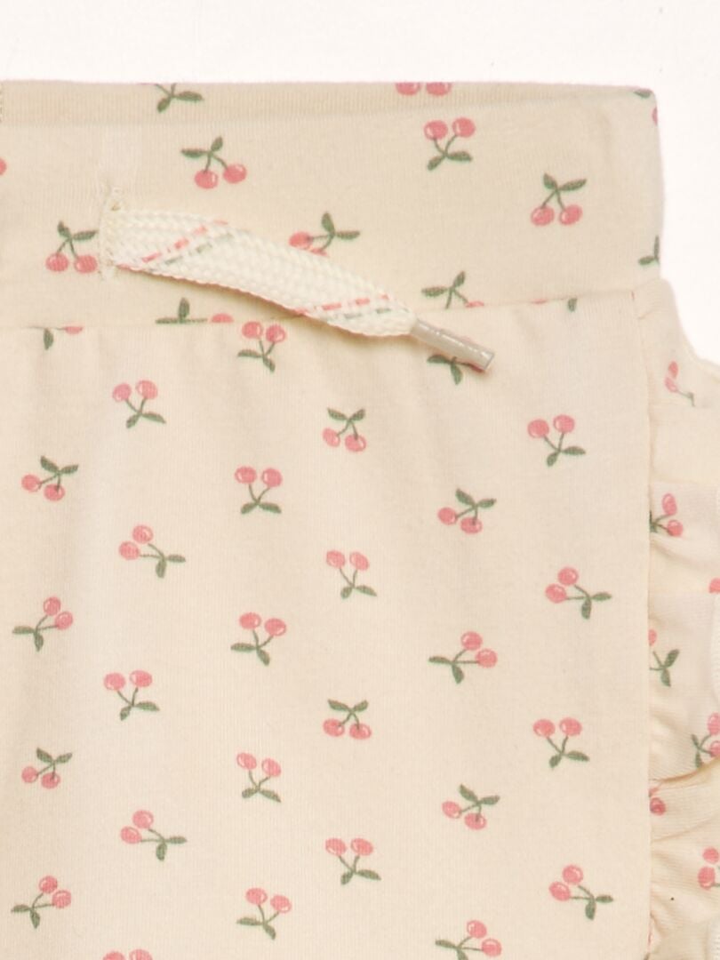 Bedrukte shorts met ruches - BEIGE