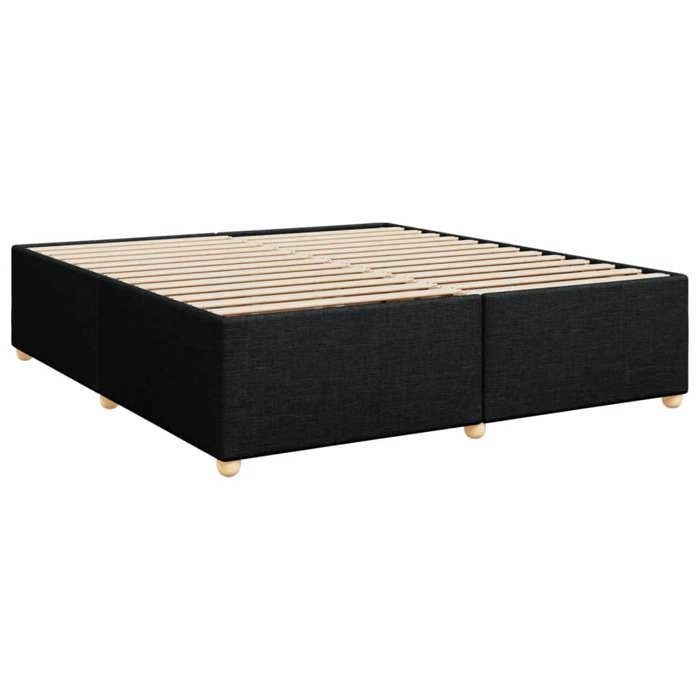 Cama de madera negra de 200 x 200 cm - Carga máxima 150 kg - Estructura de cama - Colchón no incluido - Tela negra de 200 x 200 cm 005_483582