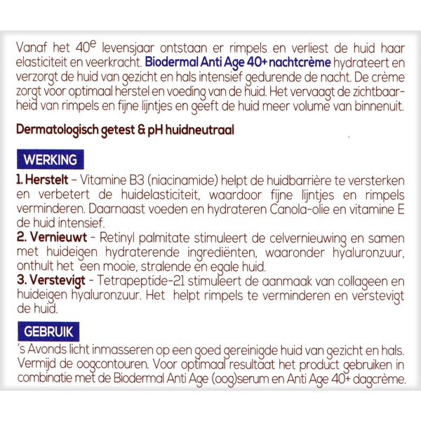 Biodermal Anti Age 40+ Κρέμα Νύχτας<br>50ml - Ώριμο δέρμα