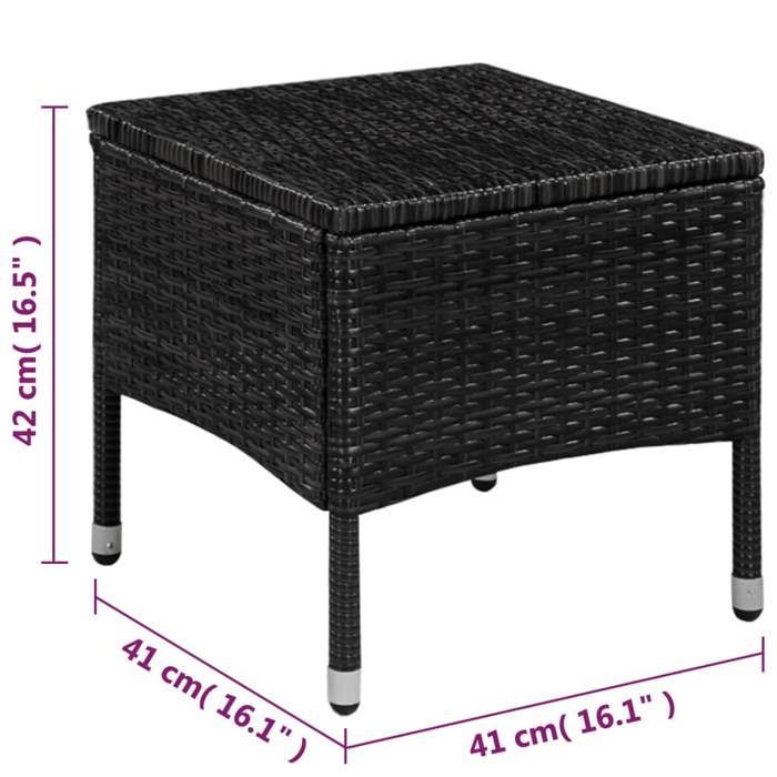 Conjunto de bistró de resina tejida - BURKE - Negro - Blanco crema - Resina tejida - Estructura de acero - 41x41x42 cm