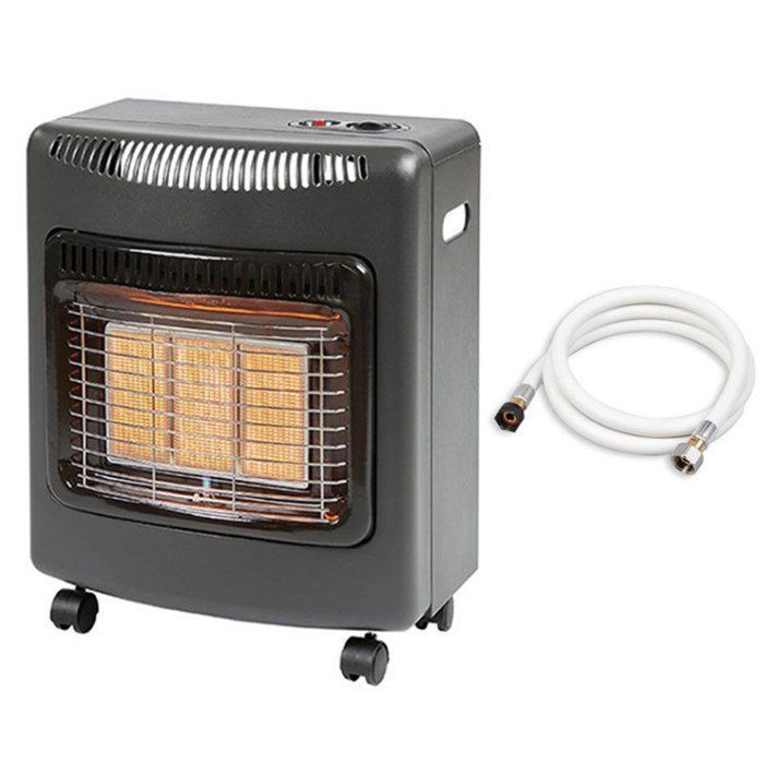 Ektor Mini Gas Space Heater - FAVEX - Indoor Use - Infrared Ceramic Burner - Supplied with Screw-on Hose - 40 m², Black