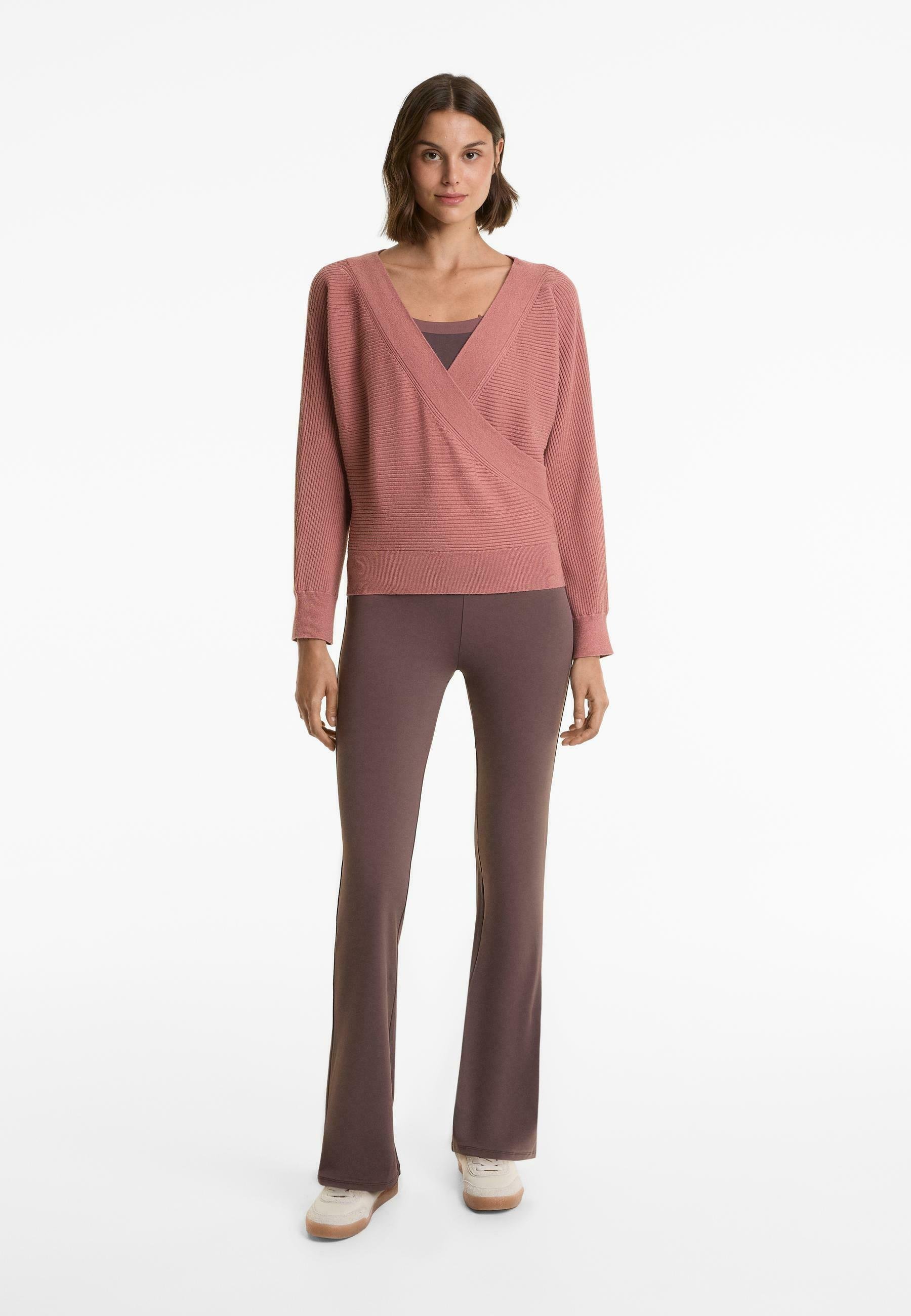 Maglione OYSHO CROSSOVER RIB KNIT - rosa screziato