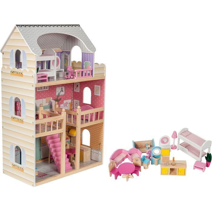 Casa delle bambole MAMABRUM 60x30x90 cm LED 3 piani