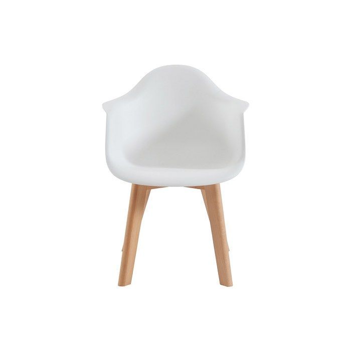 Lot de 2 chaises enfant avec accoudoirs en polypropylène et hêtre - Blanc - POUPINETTE