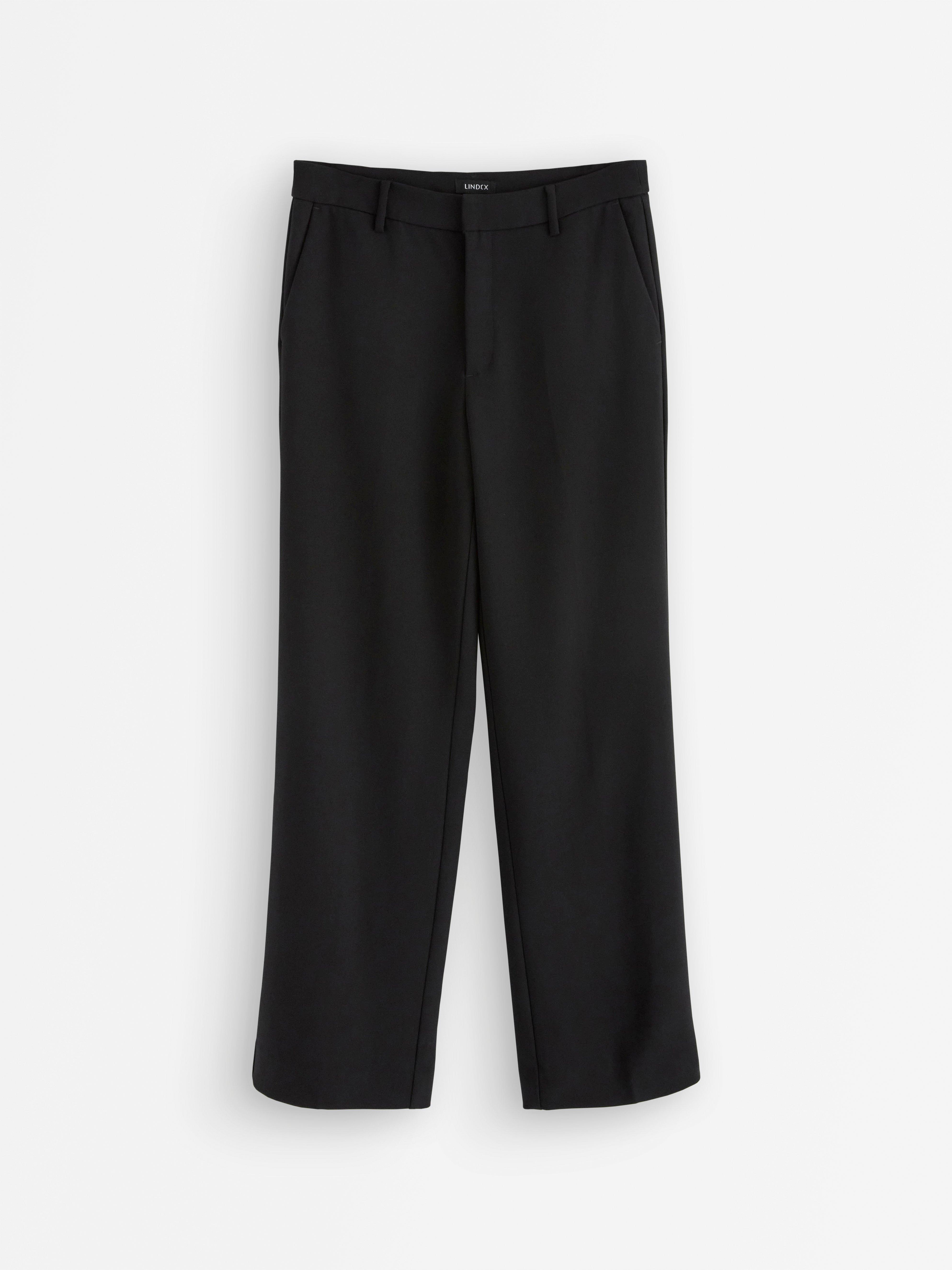 Calça reta NOOR com cintura normal, preta.