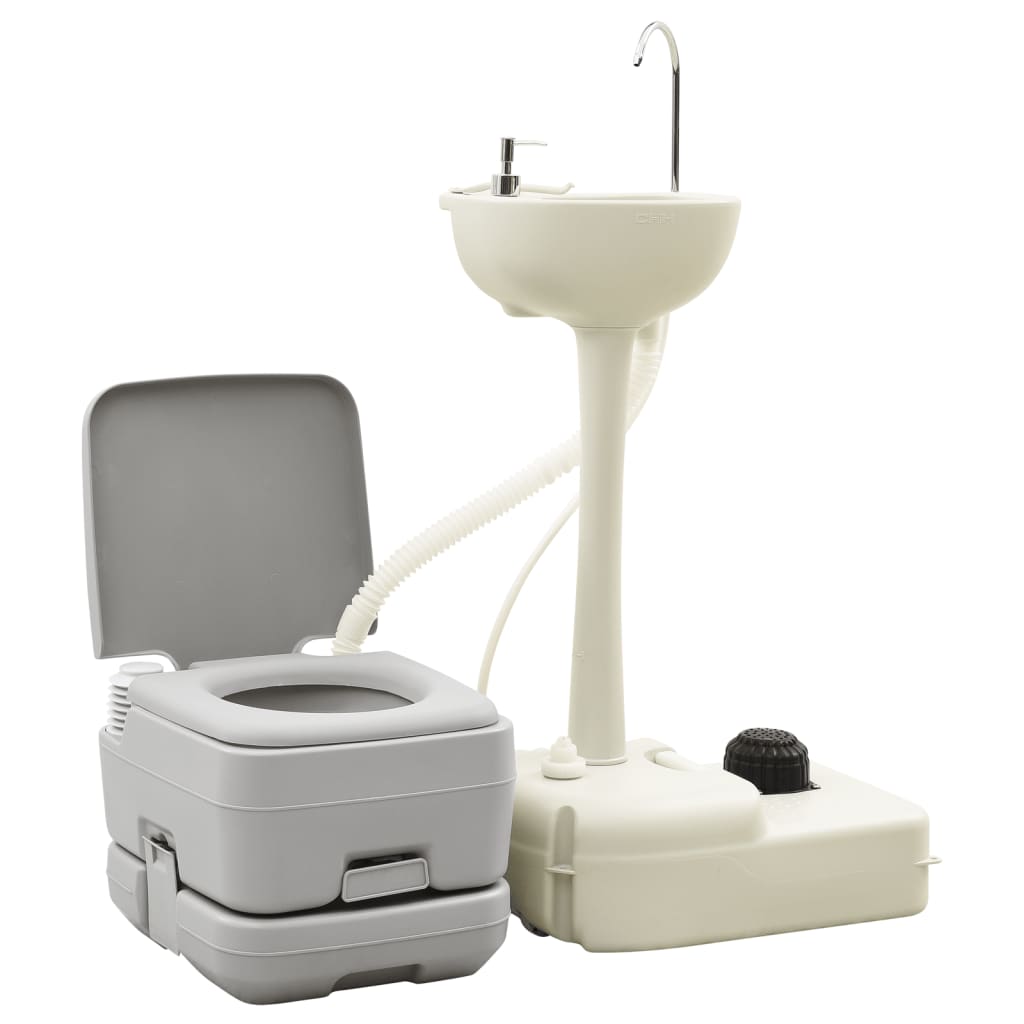 Juego Inodoro Con Lavabo Y Depósito Agua Portátil Para Camping Vidaxl 41,5 X 36,5 X 30 Cm