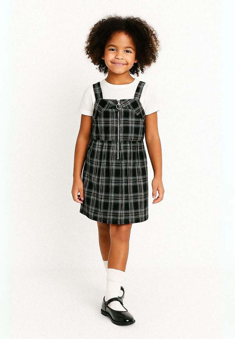 MINOTI CHECKED ZIP - Cocktailkleid / Partykleid - schwarz