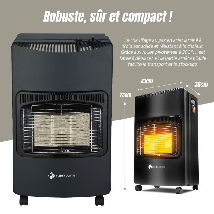 Chauffage au gaz Eurocatch - Chauffage mobile incl. Tuyau et régulateur de pression - 4 200 W
