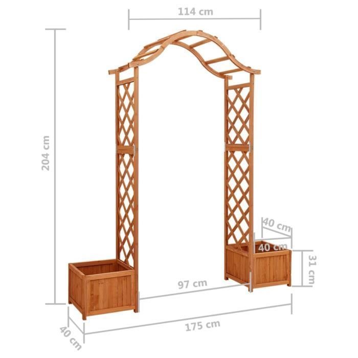 Pérgola de jardín vidaXL con jardinera, madera maciza de pino.