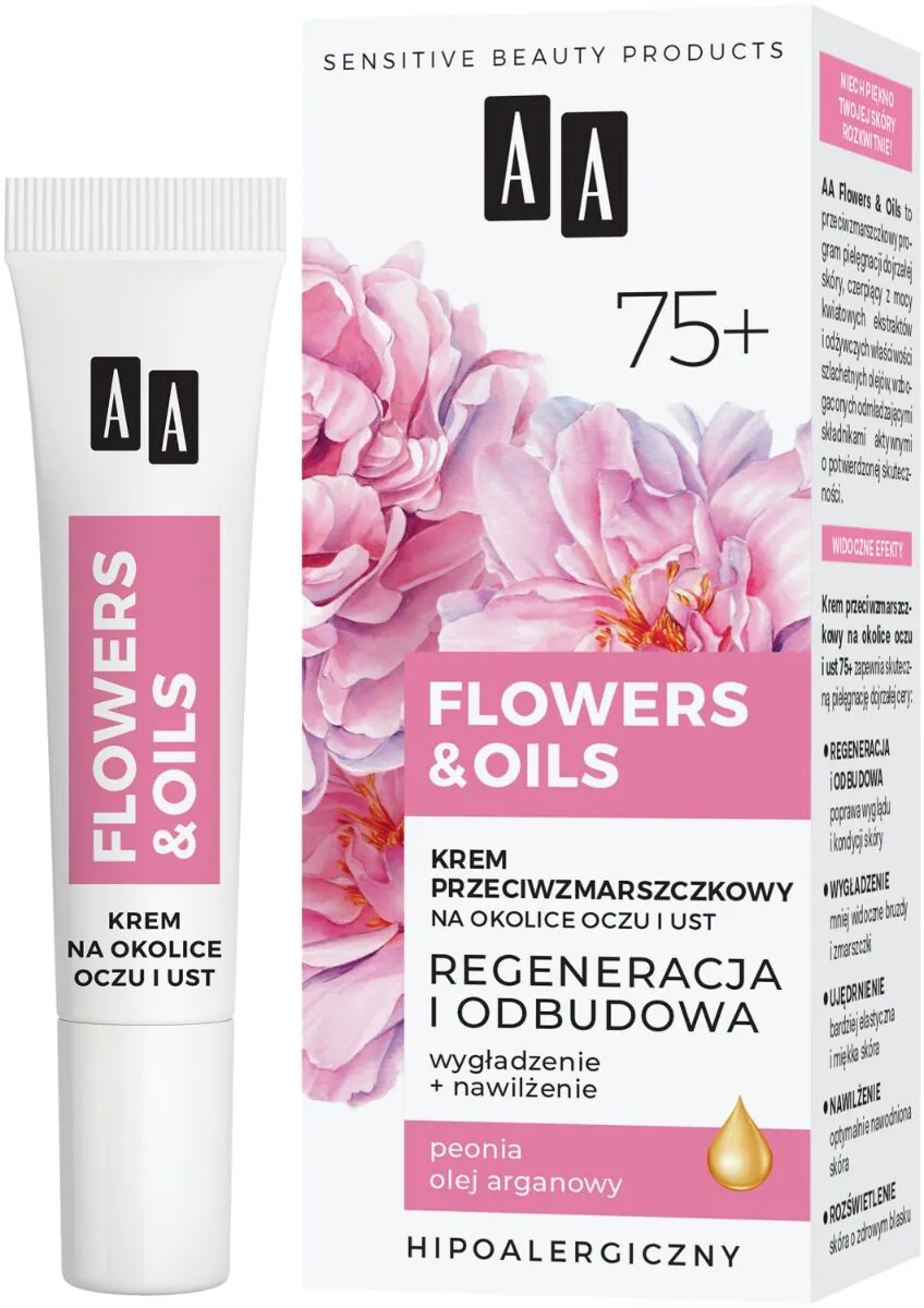 AA Flowers & Oils 75+ Odbudowa Krem Przeciwzmarszczkowy na Okolice oczu i ust