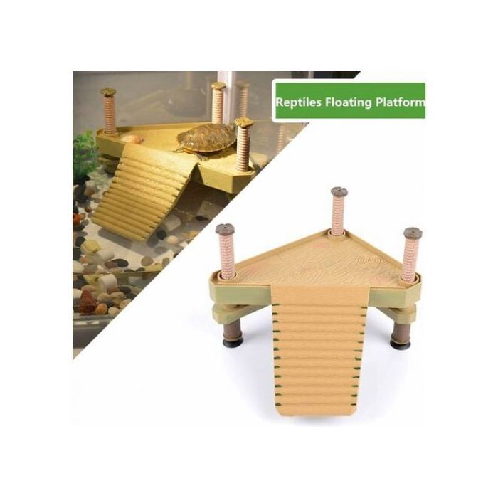Piattaforma galleggiante per tartarughe/rettili: scaletta, zona prendisole. Accessorio per acquario semi-acquatico.