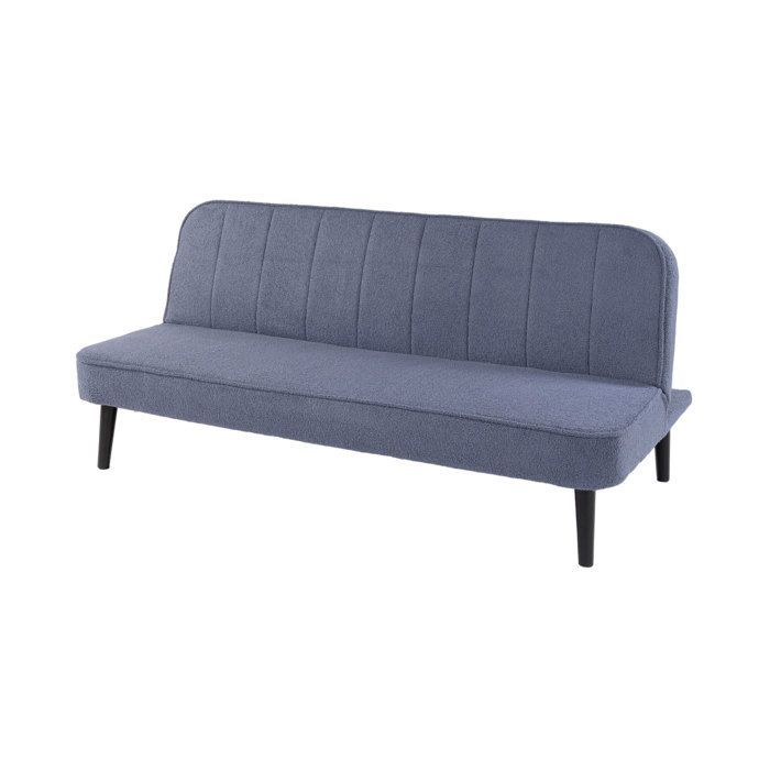 Sofá-cama de 3 lugares com mecanismo click-clack em tecido azul com textura em laço - SHERPA