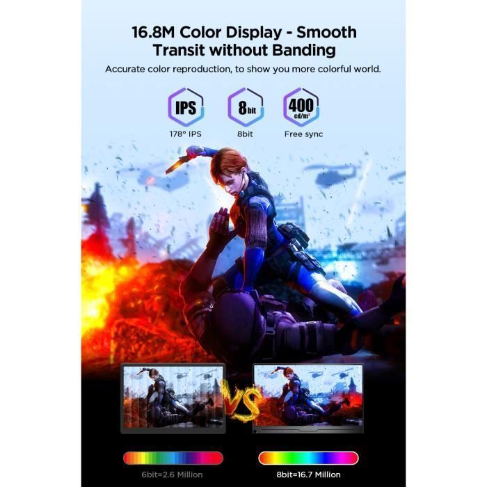 UPERFECT J01 Portable Monitor - 16 Inch 1600P - FHD, 100% sRGB - Black