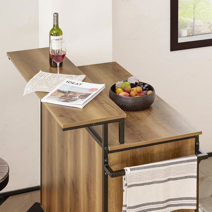 Isla de cocina SoBuy con 3 cajones, 2 puertas, toallero y estante adicional, tipo buffet, 113 x 69 x 106 cm.