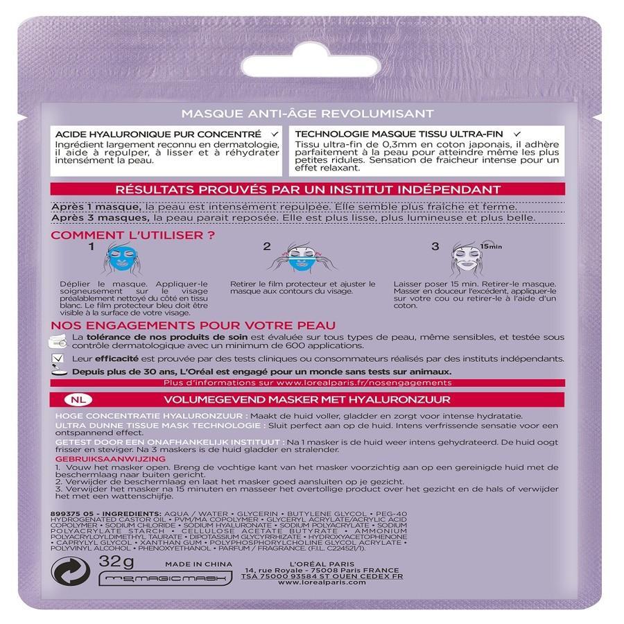 L'Oréal Paris Anti-Aging Masker Revitalift Filler Hyaluronzuurweefsel – 1 stuk