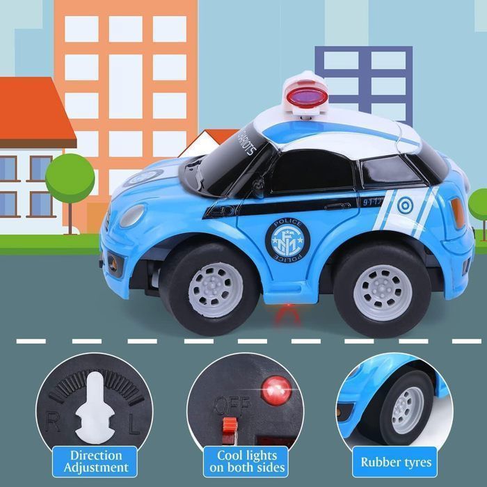 Voiture télécommandée 2 3 Ans Enfant Voiture Jouet motricité avec télécommande avec VOITURE DE POLICE - BLEU