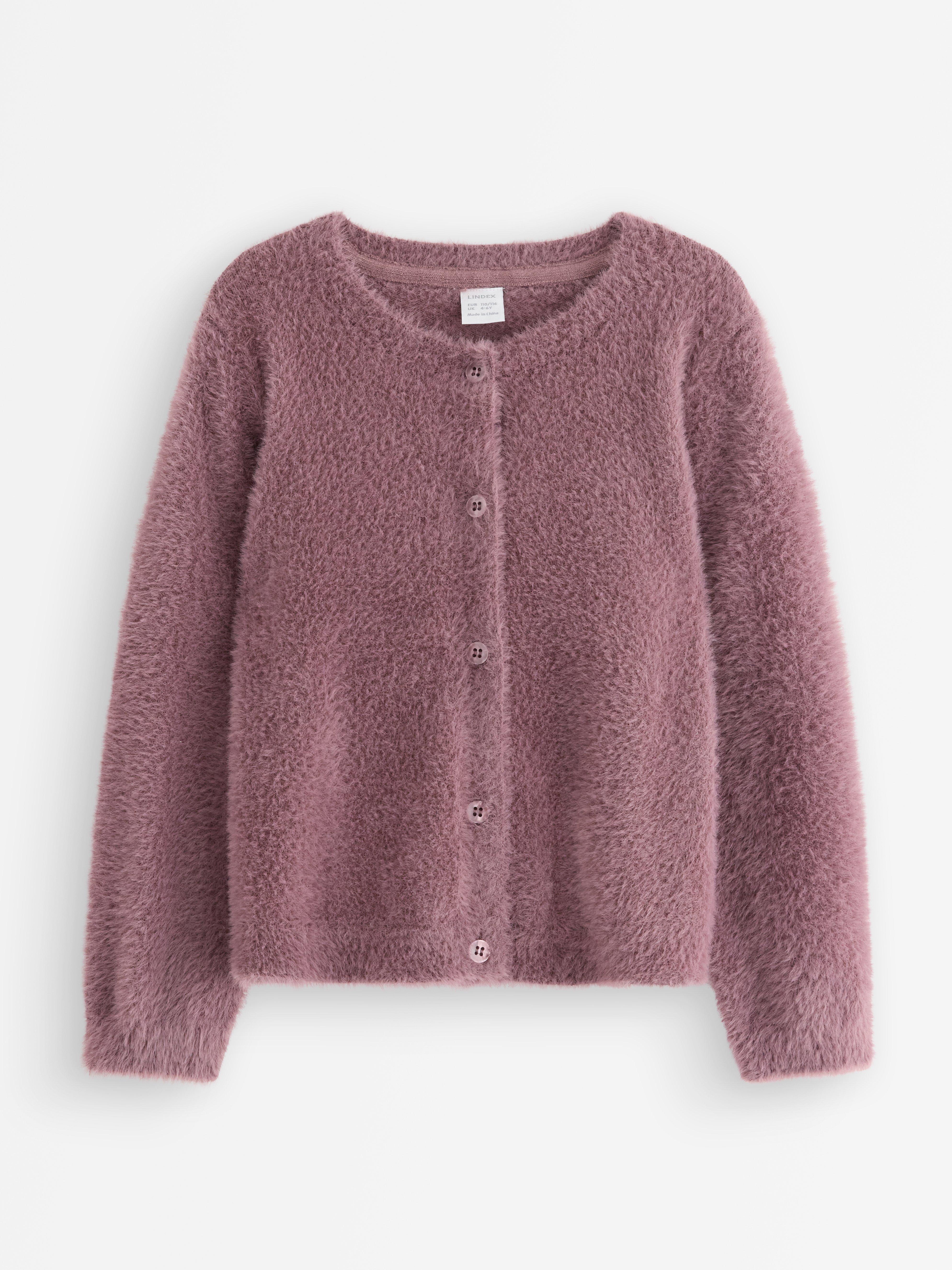 Cardigan i fjädergarn Dusty Lilac