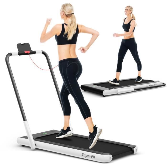 COSTWAY Foldable Treadmill with APP Control, 1-12 KM/H, 0.75HP Motor, Bluetooth Speaker, Transport Wheels, LED Display, White