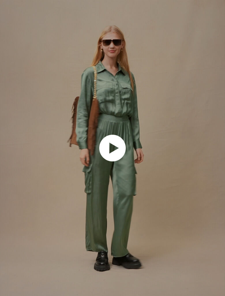 Satijnen jumpsuit - Groen