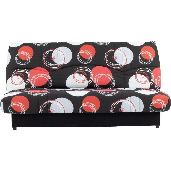 Divano letto click-clack - 3 posti - Black Planet - 190 x 90 x 92 cm - PIXIE