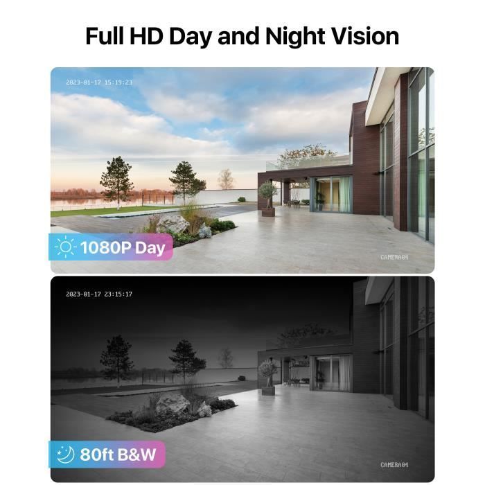 ZOSI 1080p Surveillance Camera with H.265+ 8CH 5MP Lite DVR Free APP Outdoor IP66 Night Vision 80ft Home Alarm