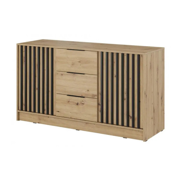 Komoda z szufladami Nelly 3D fronty z lamelami dąb artisan